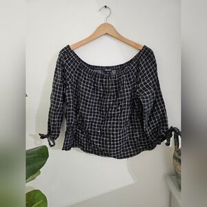 Black Checkered Women's Top